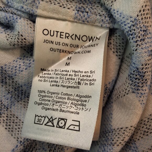 Outerknown Mens Long-Sleeve Button Up Flannel Shirt Blue/White Plaid Sz M - Picture 4 of 8